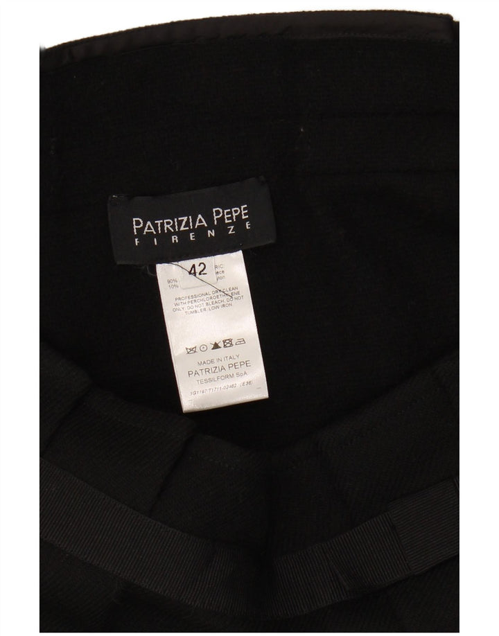 PATRIZIA PEPE Damska spódnica Firenze Flared IT 42 Medium W30 Czarna wełna