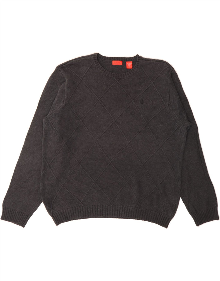 IZOD Mens Crew Neck Jumper Sweater Large Grey Cotton Vintage Izod and Second-Hand Izod from Messina Hembry 