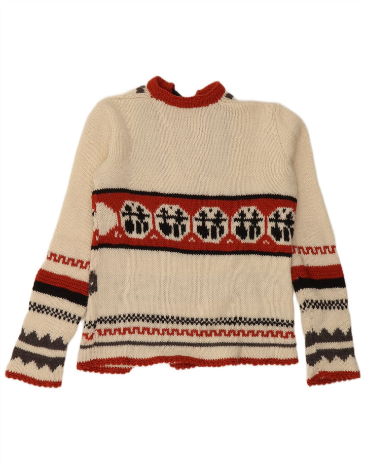 Sweter damski w stylu vintage, UK 14, średni, w kolorze złamanej bieli, Fair Isle