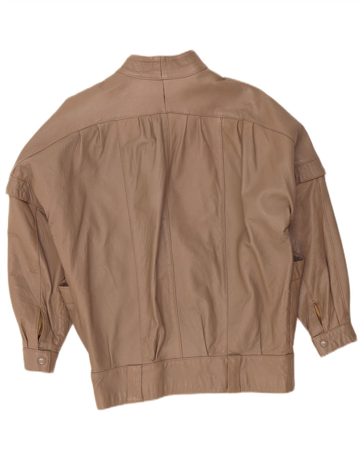 Vintage damska, oversize'owa kurtka skórzana UK 14, średni brąz, retro