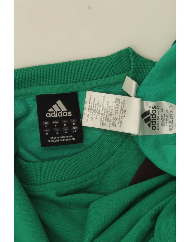 Adidas Męski T-Shirt Top Średni Zielony Kolor Blokowy Bawełniany