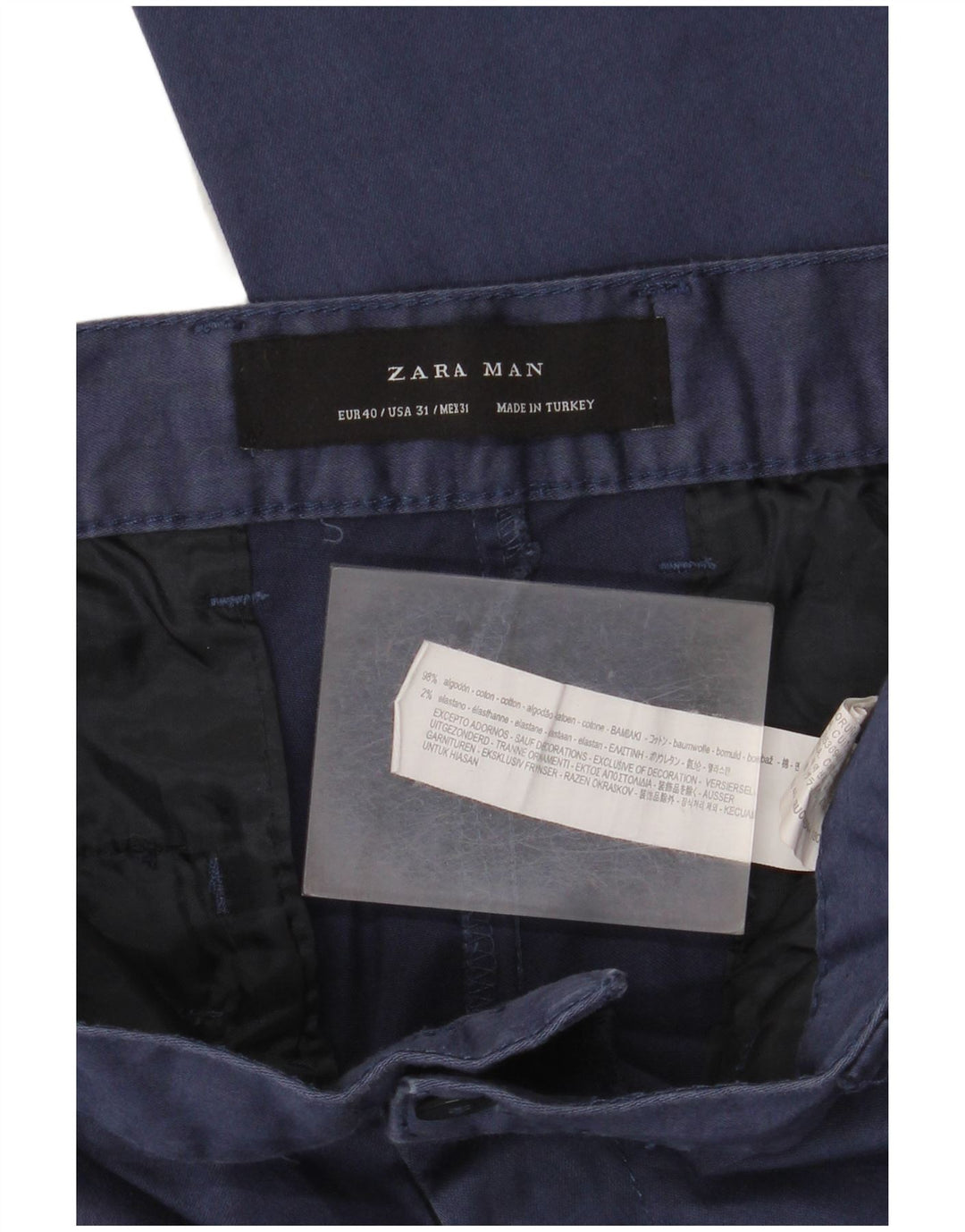 Męskie spodnie chino Zara EU 40 Medium W31 L28 Granatowa bawełna