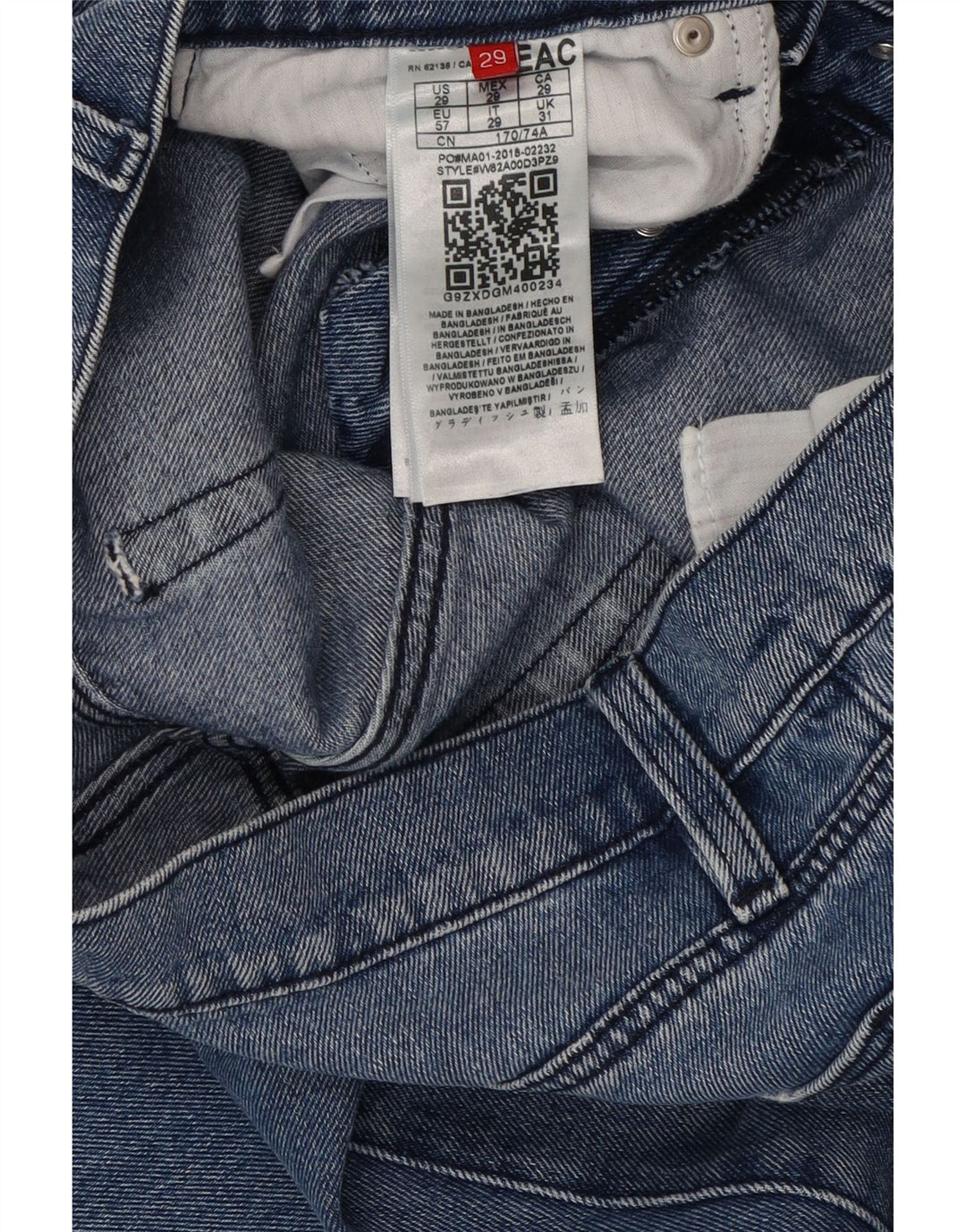 GUESS Womens Crop Distressed Tapered Jeans W31 L26 Blue Polyester Vintage Guess and Second-Hand Guess from Messina Hembry 