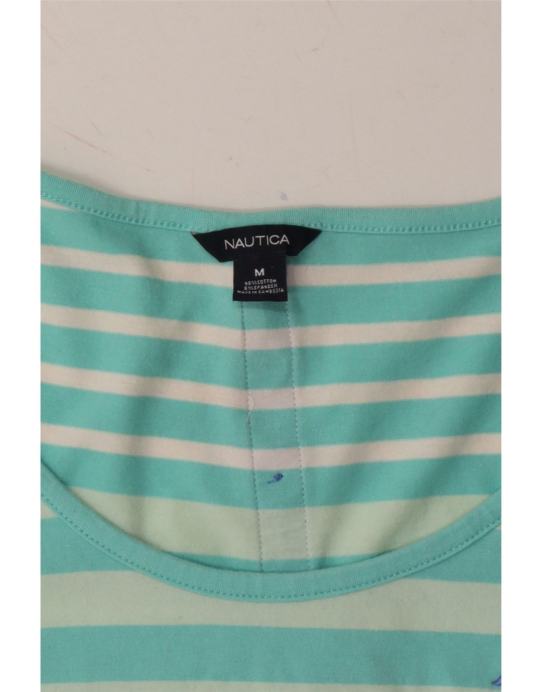 NAUTICA Womens Top 3/4 Sleeve UK 12 Medium Blue Striped Cotton Vintage Nautica and Second-Hand Nautica from Messina Hembry 