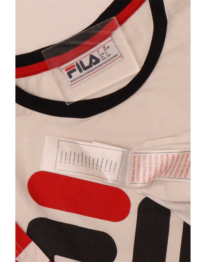Męski T-shirt z grafiką Fila, mały, biały, geometryczny, bawełniany