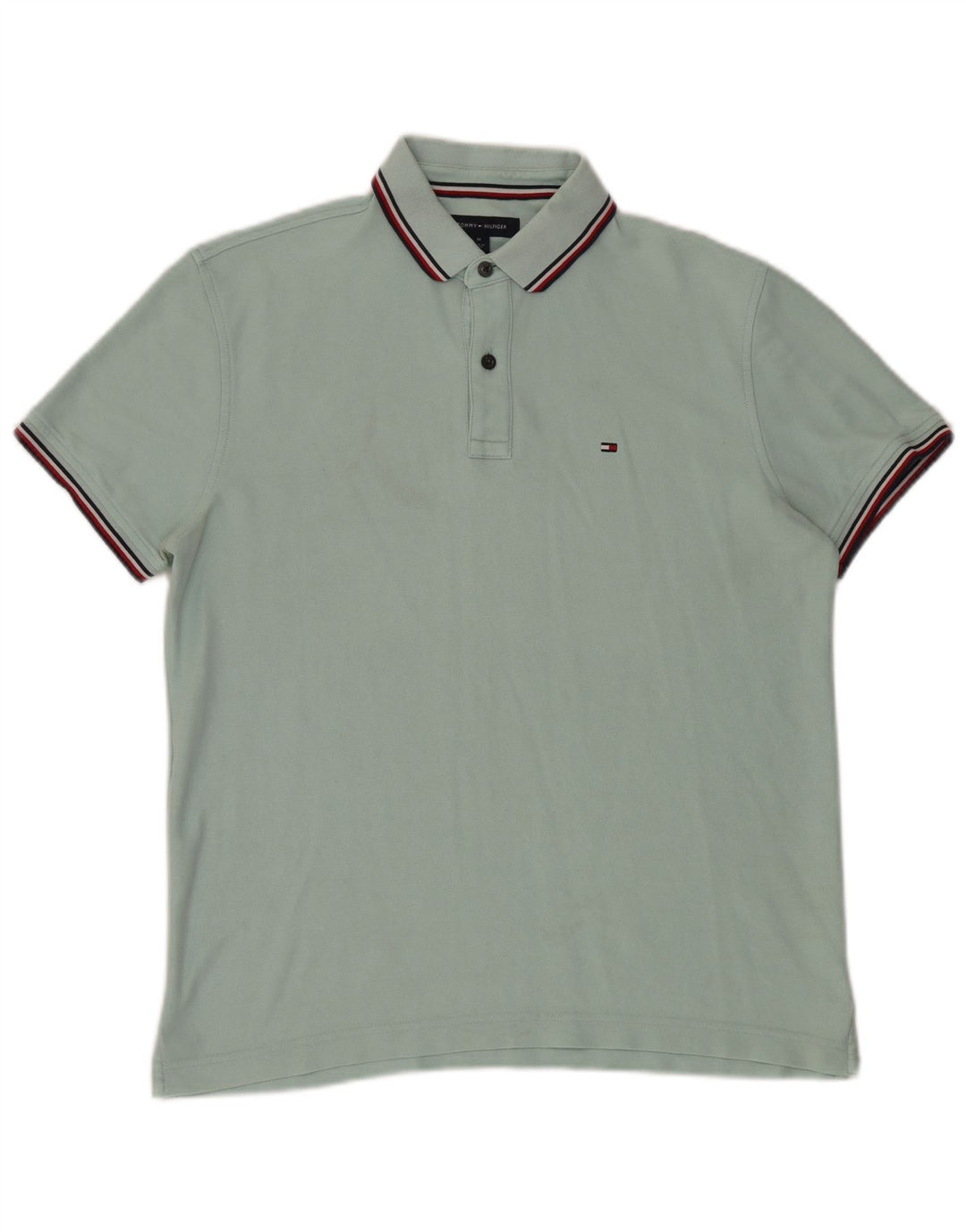 Męska koszulka polo Tommy Hilfiger o regularnym kroju, średnia turkusowa bawełna
