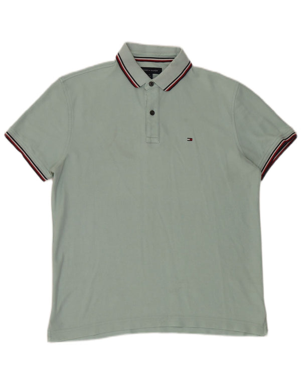 Męska koszulka polo Tommy Hilfiger o regularnym kroju, średnia turkusowa bawełna
