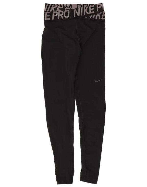 Damskie legginsy Nike Dri Fit Graphic UK 8, małe, czarne, poliestrowe