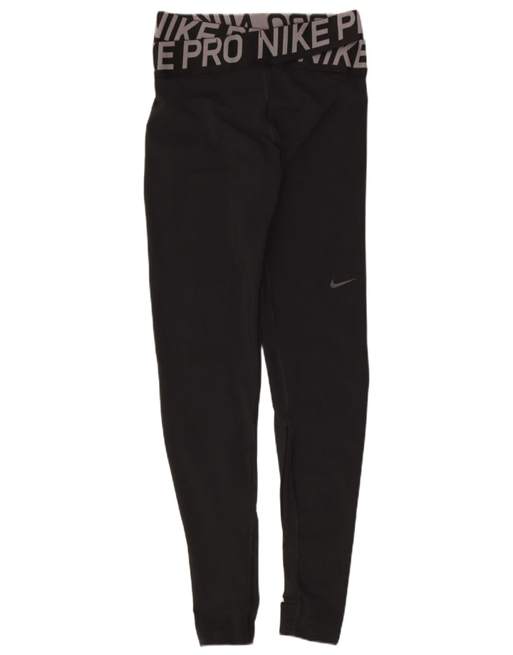Damskie legginsy Nike Dri Fit Graphic UK 8, małe, czarne, poliestrowe