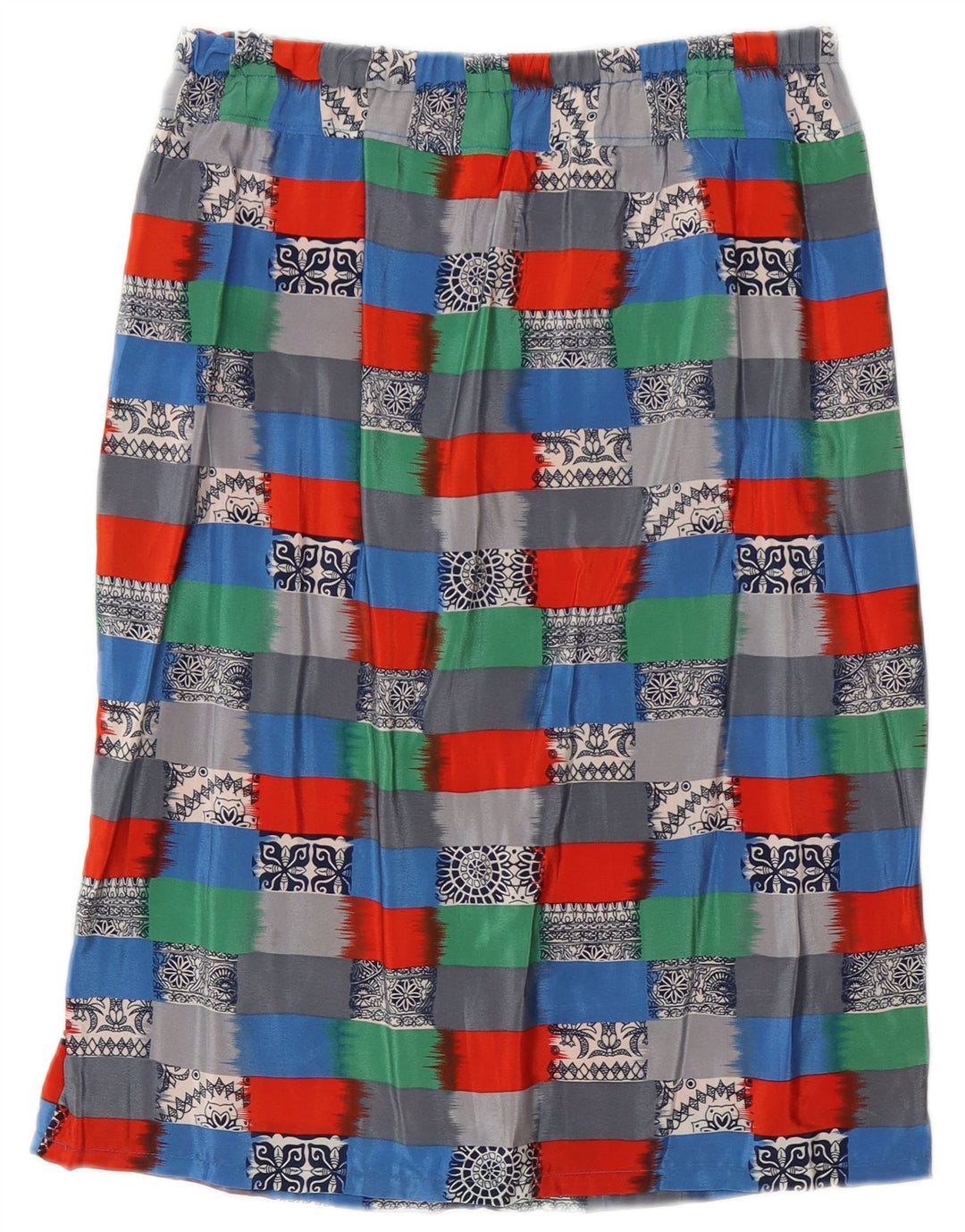 Prosta spódnica damska Vintage W30 Średnia wielobarwna geometria