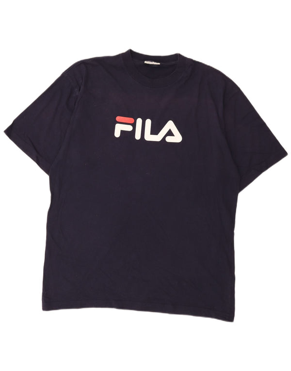 Męska koszulka z grafiką Fila Top XL, granatowa, bawełniana