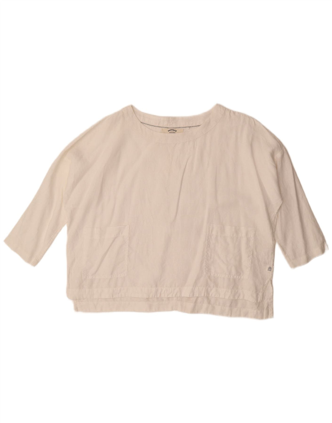 Damska bluzka oversize z rękawem 3/4 Fat Face, mała, biała lniana UK 10