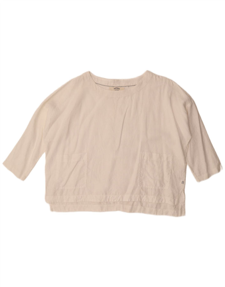Damska bluzka oversize z rękawem 3/4 Fat Face, mała, biała lniana UK 10
