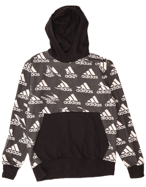 Męska bluza z kapturem Adidas z grafiką, duża, szara, bawełniana z blokami kolorów