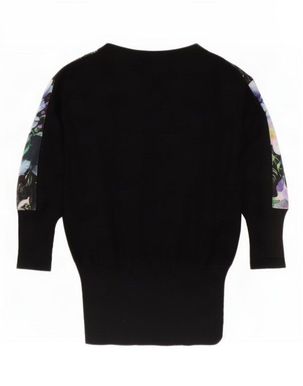 Damska bluzka oversize Oasis UK 6 XS, czarna w kwiaty, wiskoza