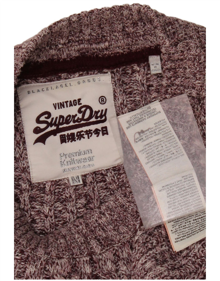 Damski sweter Superdry z dekoltem w łódkę UK 14, średni burgund, nakrapiany