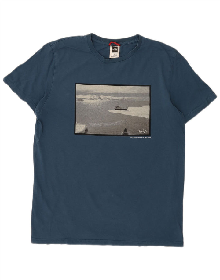 Męska koszulka z grafiką The North Face, bawełniana, w kolorze średniego błękitu