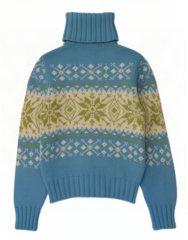 Damski sweter z golfem Benetton UK 8 Small Blue Fair Isle