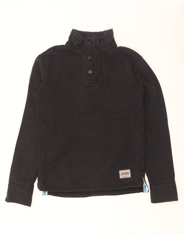 Męski sweter Superdry z grafiką i dekoltem w serek, średni czarny, bawełniany