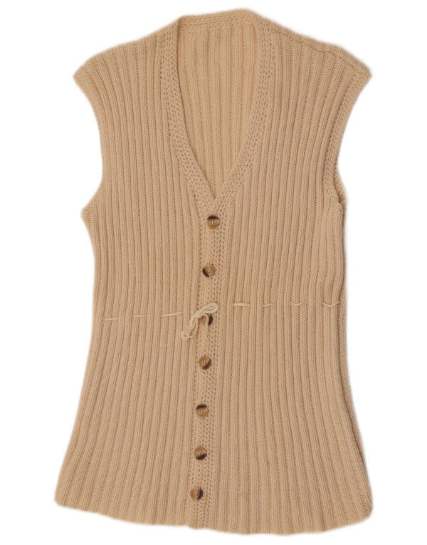 Sweter damski bez rękawów w stylu vintage, UK 14, średni, w kolorze złamanej bieli