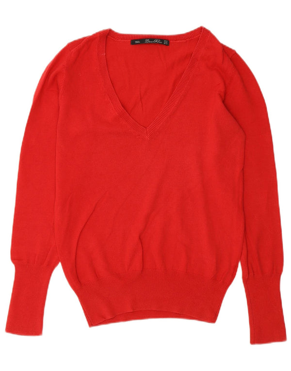 Sweter damski Zara z dekoltem w kształcie litery V, UK 12, średni pomarańczowy
