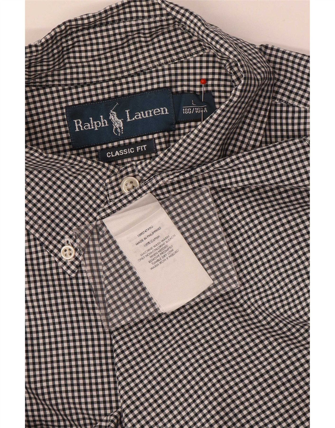 Koszula męska Ralph Lauren o klasycznym kroju, duża, czarna, bawełniana w kratkę