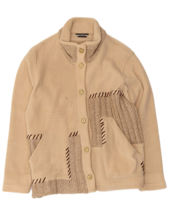 Vintage damska kurtka polarowa oversize UK 10 Small Beige Colorblock
