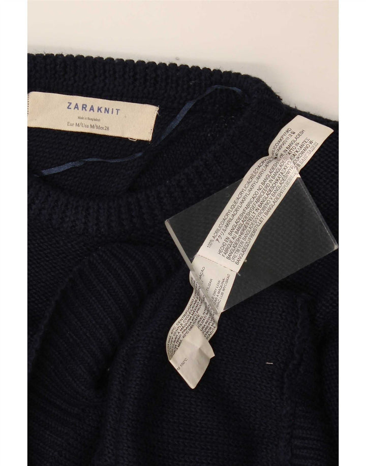 Damski sweter oversize z dekoltem w łódkę Zara UK 14, średni granatowy