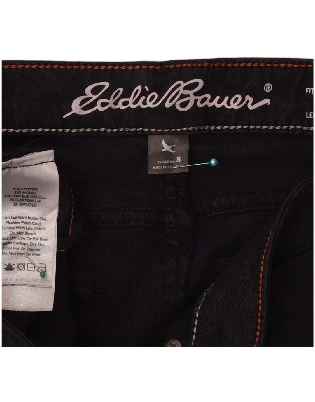 Damskie jeansy Eddie Bauer o lekko zakrzywionych kształtach US 8 Medium W30 L32 czarne