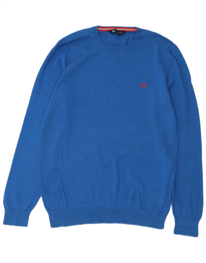 CREW CLOTHING Męski sweter z okrągłym dekoltem, duży, niebieski