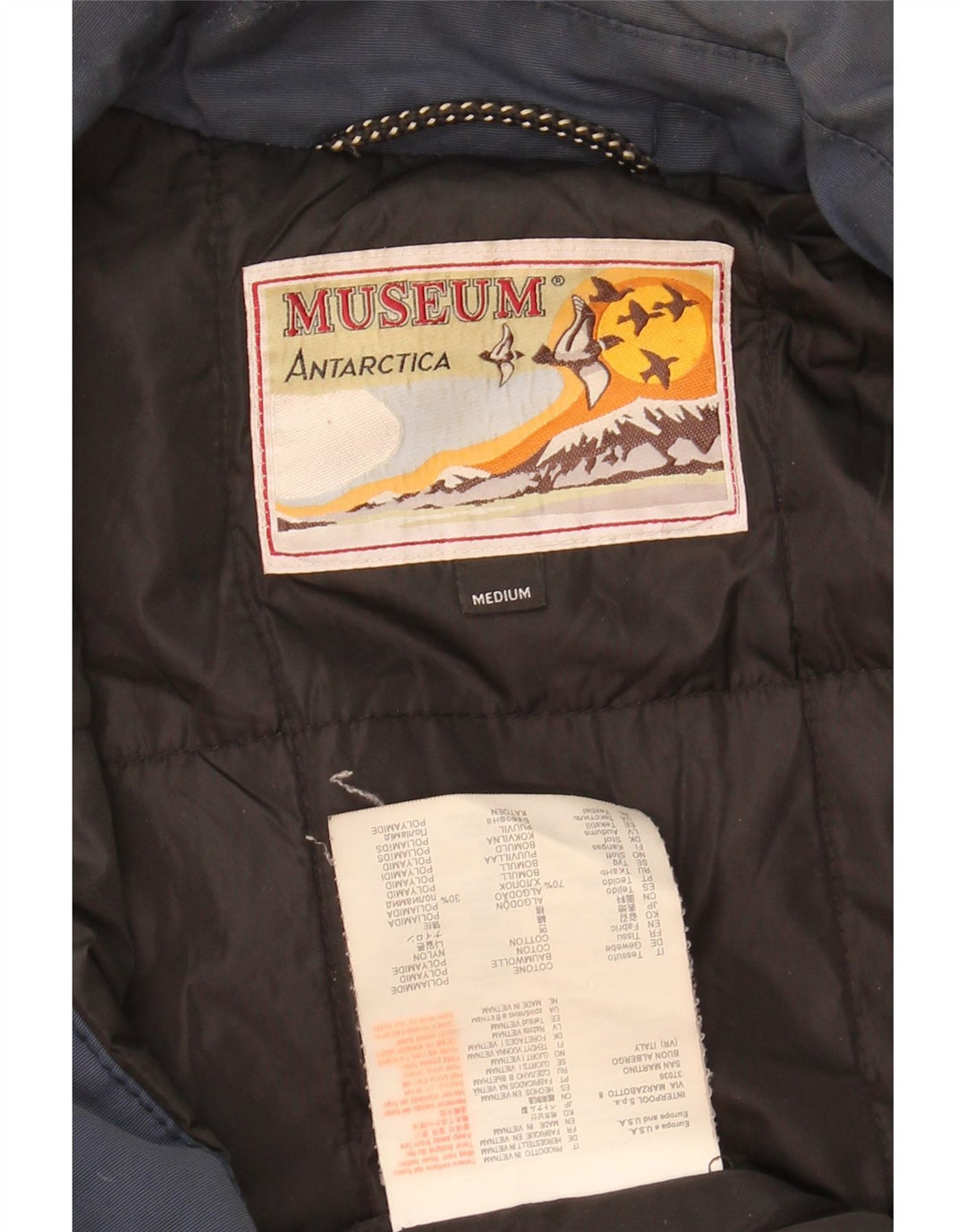MUSEUM Mens Padded Bomber Jacket UK 38 Medium Navy Blue Polyamide