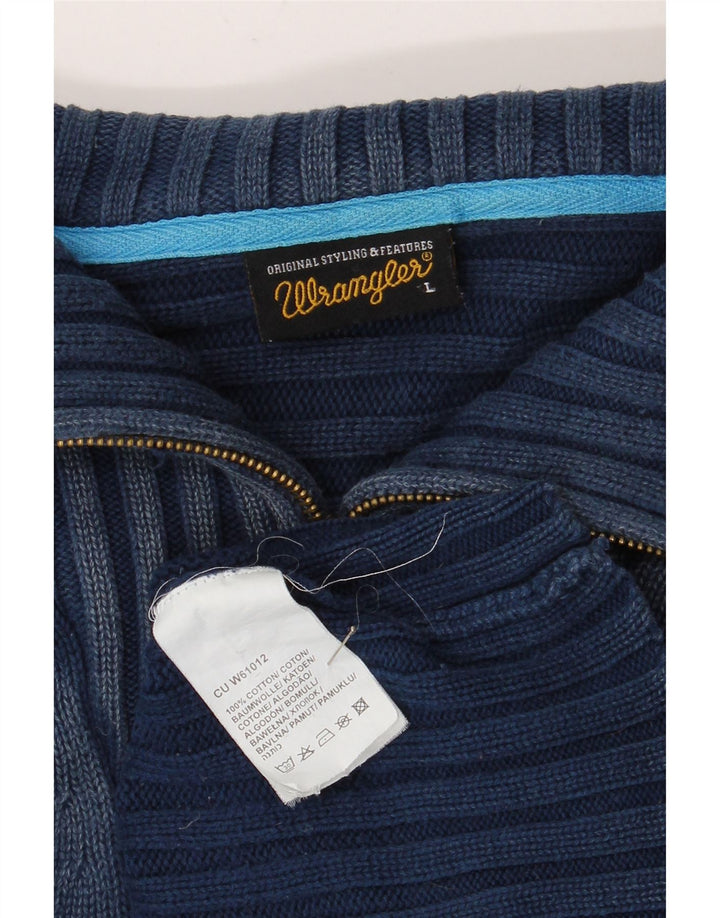 Wrangler Męski sweter z zamkiem błyskawicznym, duży, granatowy, bawełniany