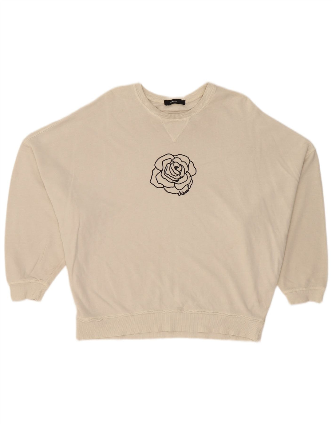 Damska bluza oversize Diesel z grafiką UK 12, średnia, biała w kwiaty