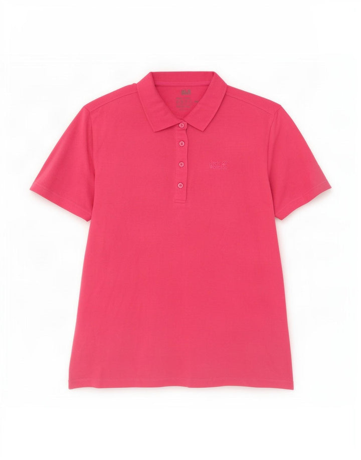 Damska koszulka polo Jack Wolfskin UK 18 XL, różowa, poliester