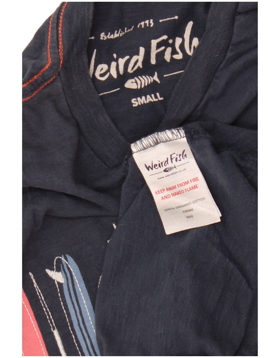Męski T-shirt z grafiką WEIRD FISH, mały, granatowy, bawełniany