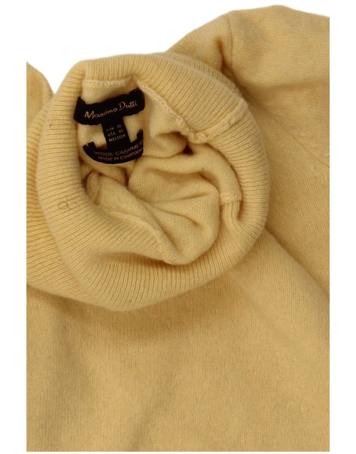 Sweter damski Massimo Dutti z wywijanym dekoltem UK 6 XS, żółta wełna