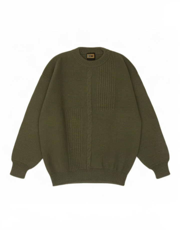 Vintage męski sweter z okrągłym dekoltem IT 50 średni zielony