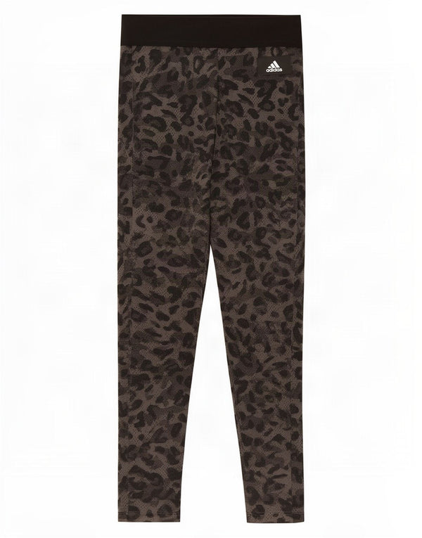 Damskie legginsy Adidas Crop UK 8/10 Mały szary nadruk zwierzęcy