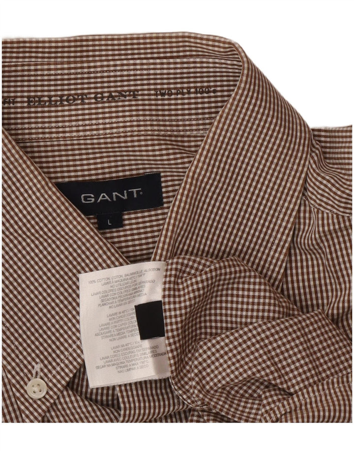 GANT Mens Shirt Large Brown Check Cotton