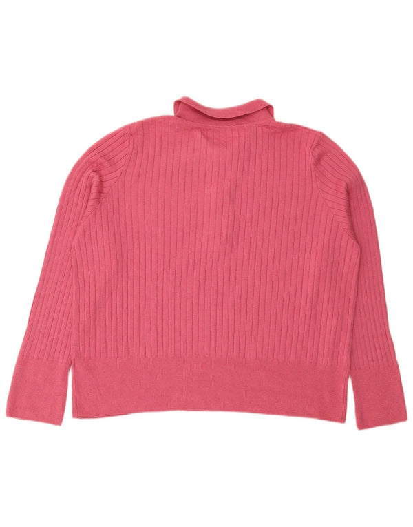 Marks & Spencer Damski sweter polo UK 22 3XL Różowy akryl