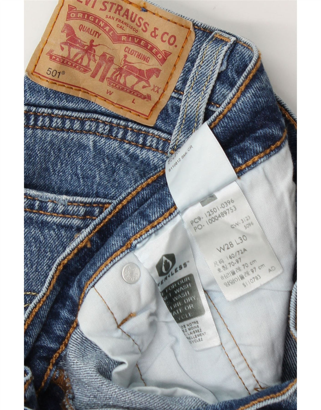 Męskie jeansy Levi's 501 Straight W28 L30 Niebieskie bawełniane
