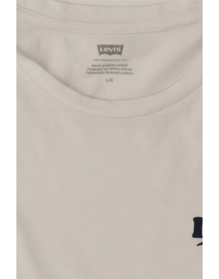 LEVI'S Womens T-Shirt Top UK 16 Large White Cotton Vintage Levi's and Second-Hand Levi's from Messina Hembry 
