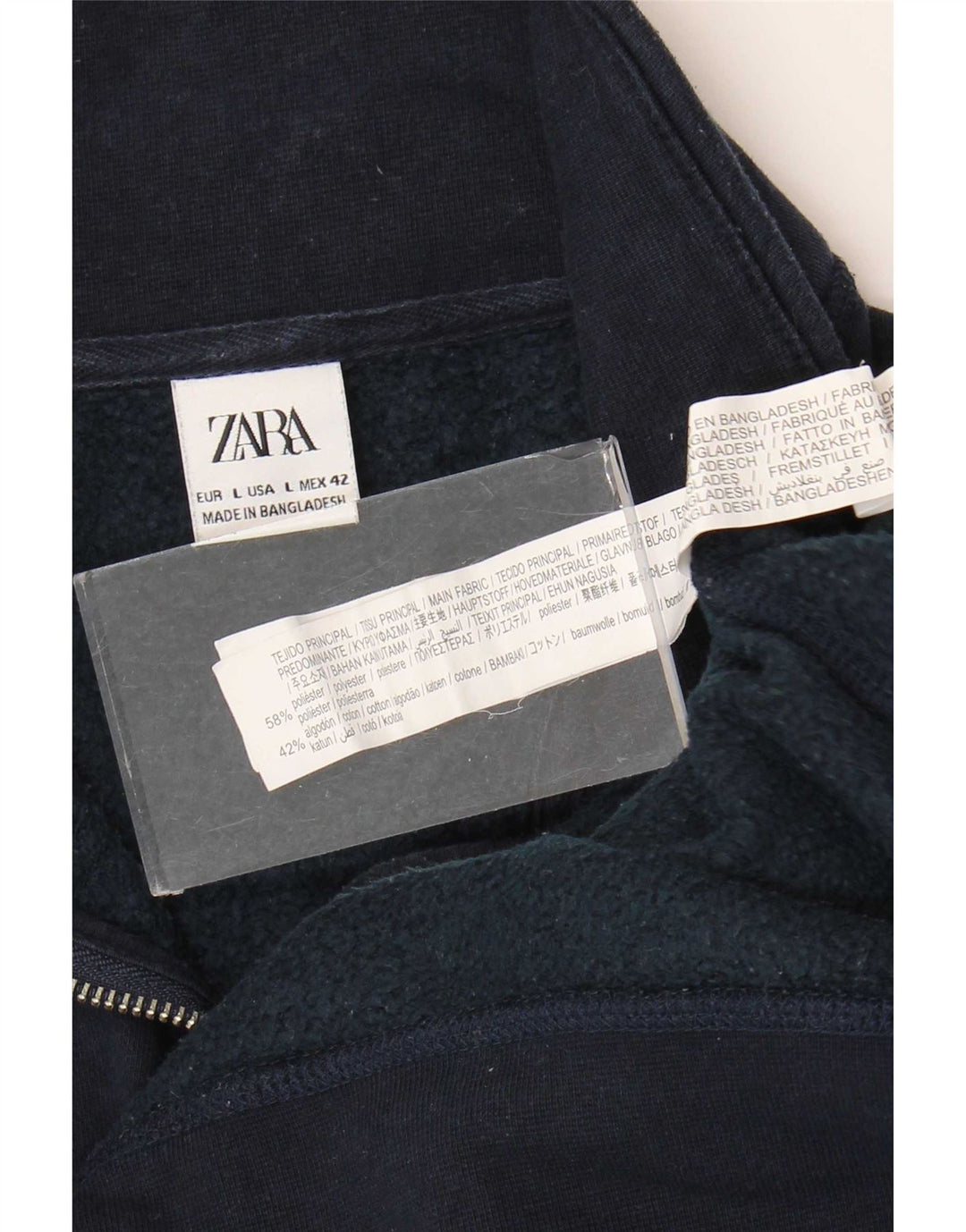 Męski sweter Zara z zamkiem błyskawicznym, duży granatowy poliester
