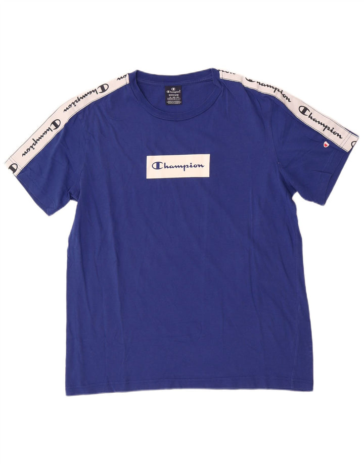 Męski T-shirt Champion z grafiką, średni niebieski, blok kolorów