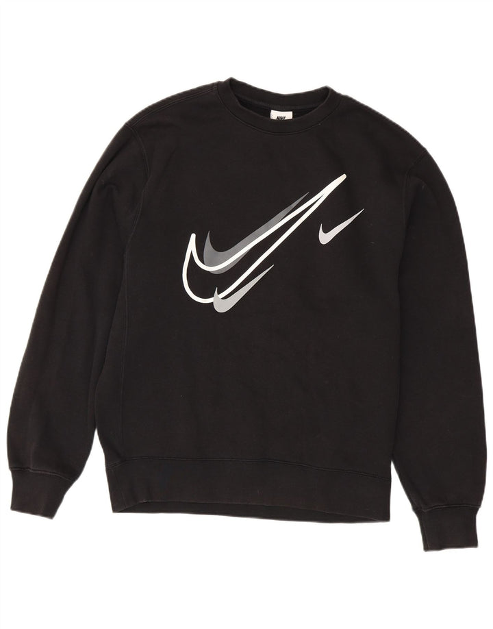Męski sweter z grafiką NIKE, mały, czarny, bawełniany
