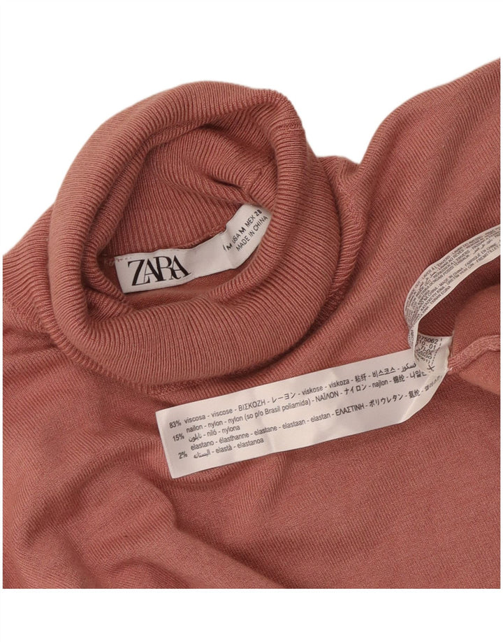 Damski sweter z golfem Zara UK 12 Średni różowy wiskoza