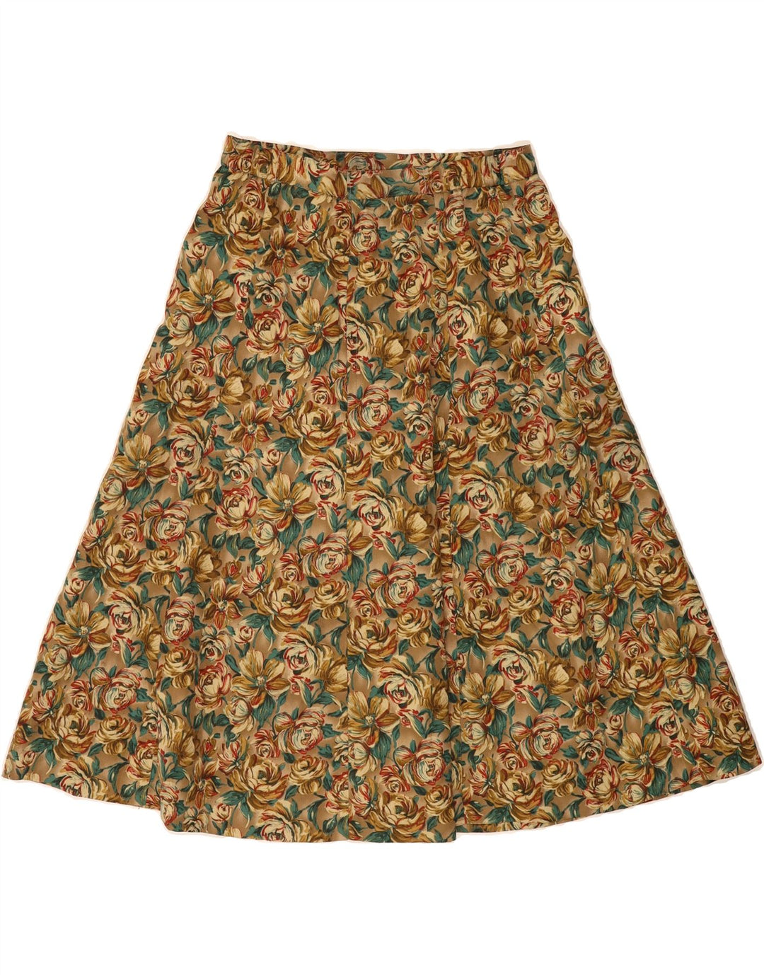 VINTAGE Womens A-Line Skirt W28 Medium Green Floral Vintage Vintage and Second-Hand Vintage from Messina Hembry 