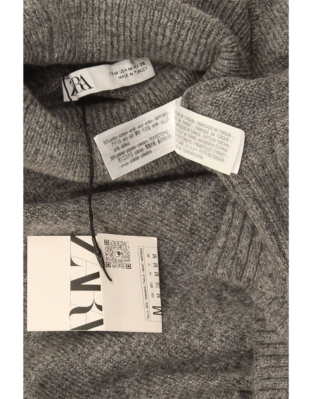 Damski sweter Zara Crop Oversize z golfem UK 14 Średni szary