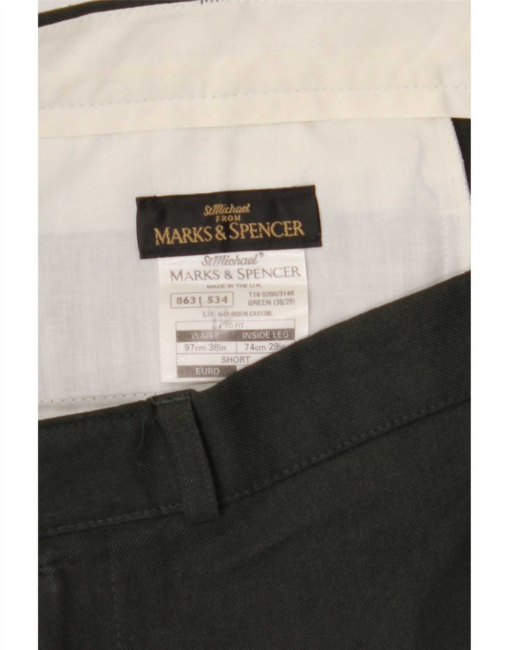 Marks & Spencer Męskie proste spodnie chino W38 L29 Zielony poliester