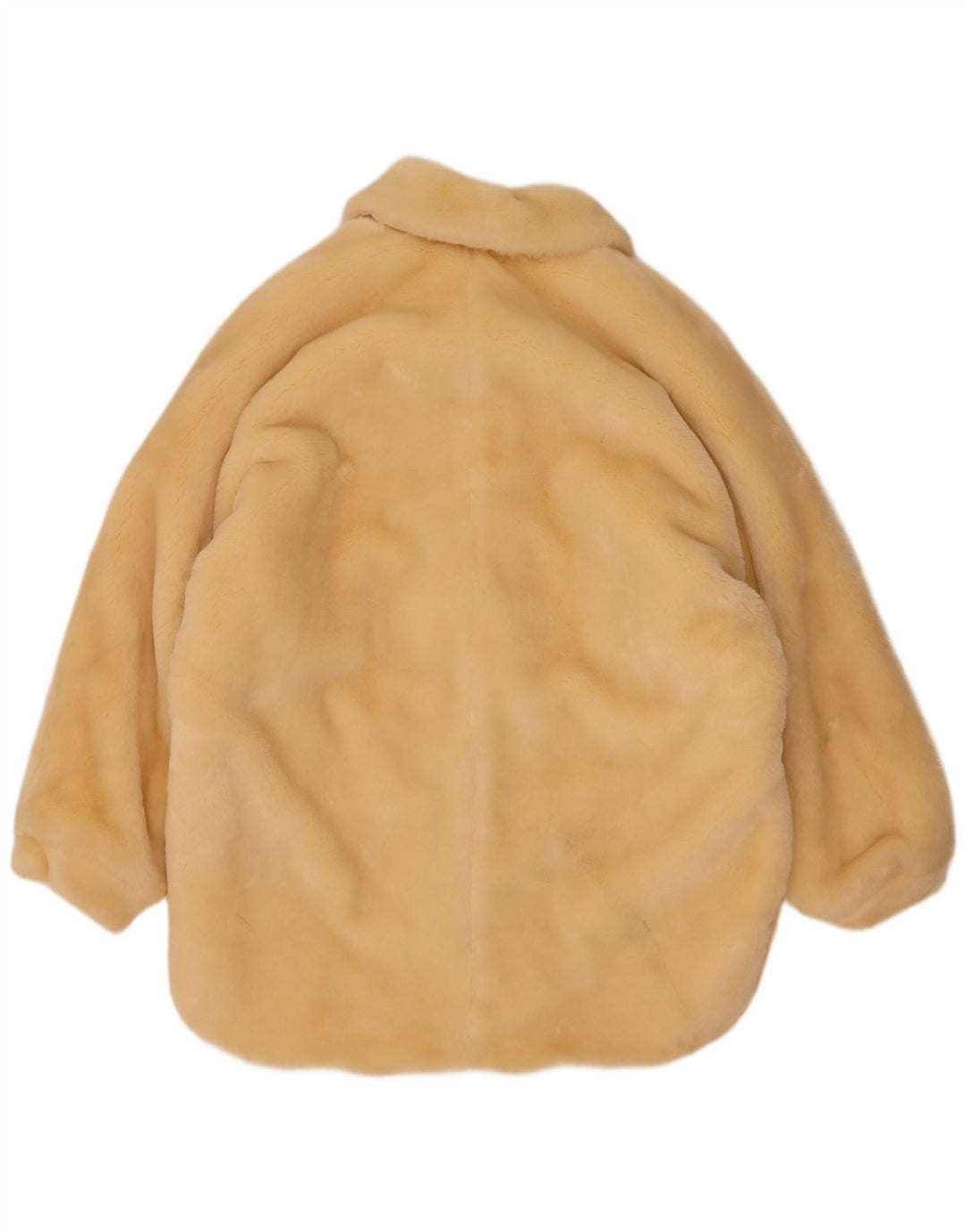 Vintage damski płaszcz ze sztucznego futra oversize EU 40 średni beż modacryl